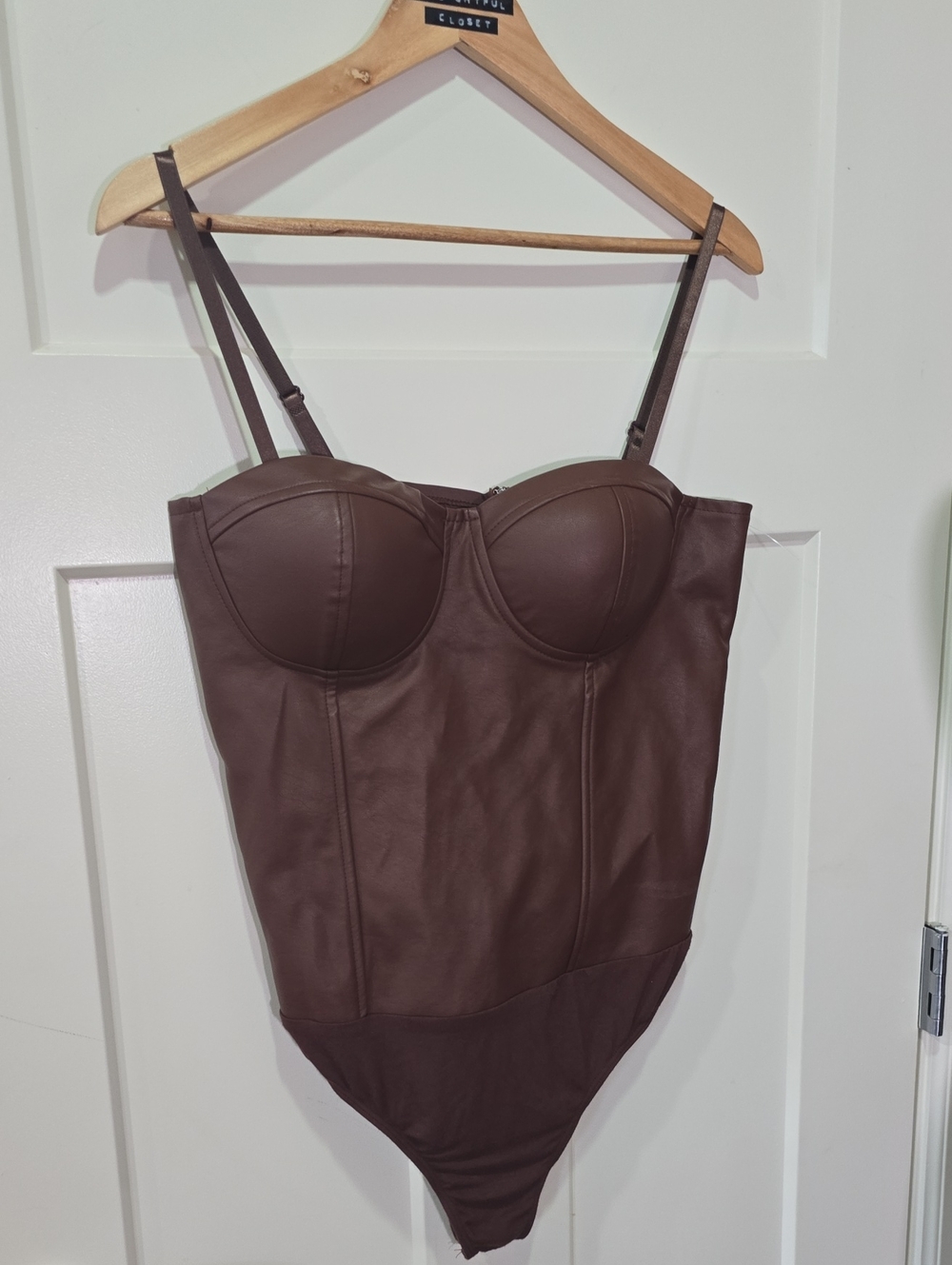 NWOT SAYWHAT  Vegan Leather Corset Bustier Bodysuit
